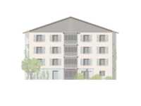 Façade bâtiment - Quartier d'habitation de coopérative à Presinge