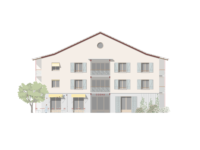 Façade bâtiment - Quartier d'habitation de coopérative à Presinge