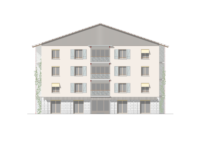 Façade bâtiment - Quartier d'habitation de coopérative à Presinge