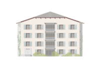Façade bâtiment - Quartier d'habitation de coopérative à Presinge