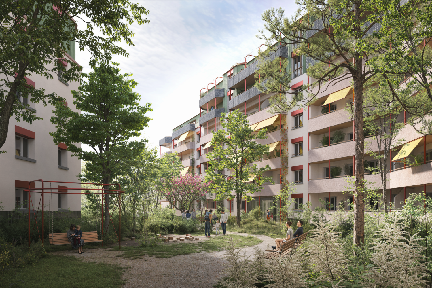 Vue extérieur - Surélévation à Onex - concours 2ème prix