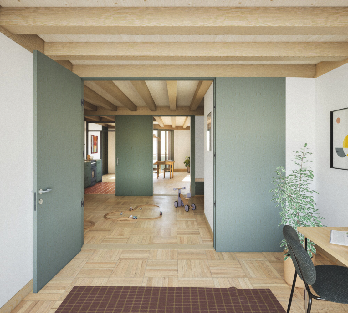 Vue intérieur - Surélévation à Onex - concours 2ème prix