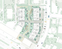 Plan de rez-de-chaussée - Surélévation à Onex - concours 2ème prix
