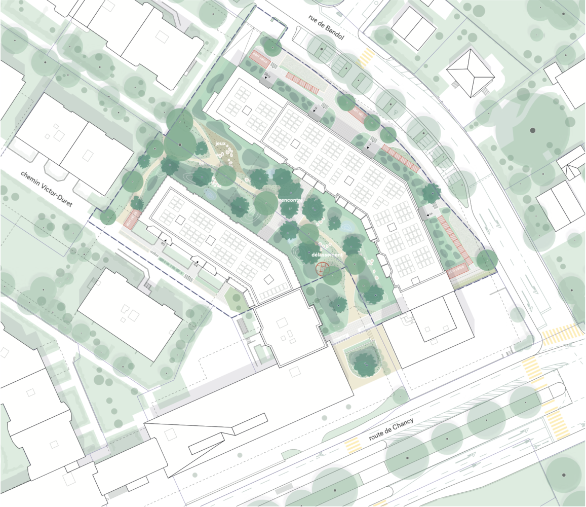 Plan d'ensemble - Surélévation à Onex - concours 2ème prix