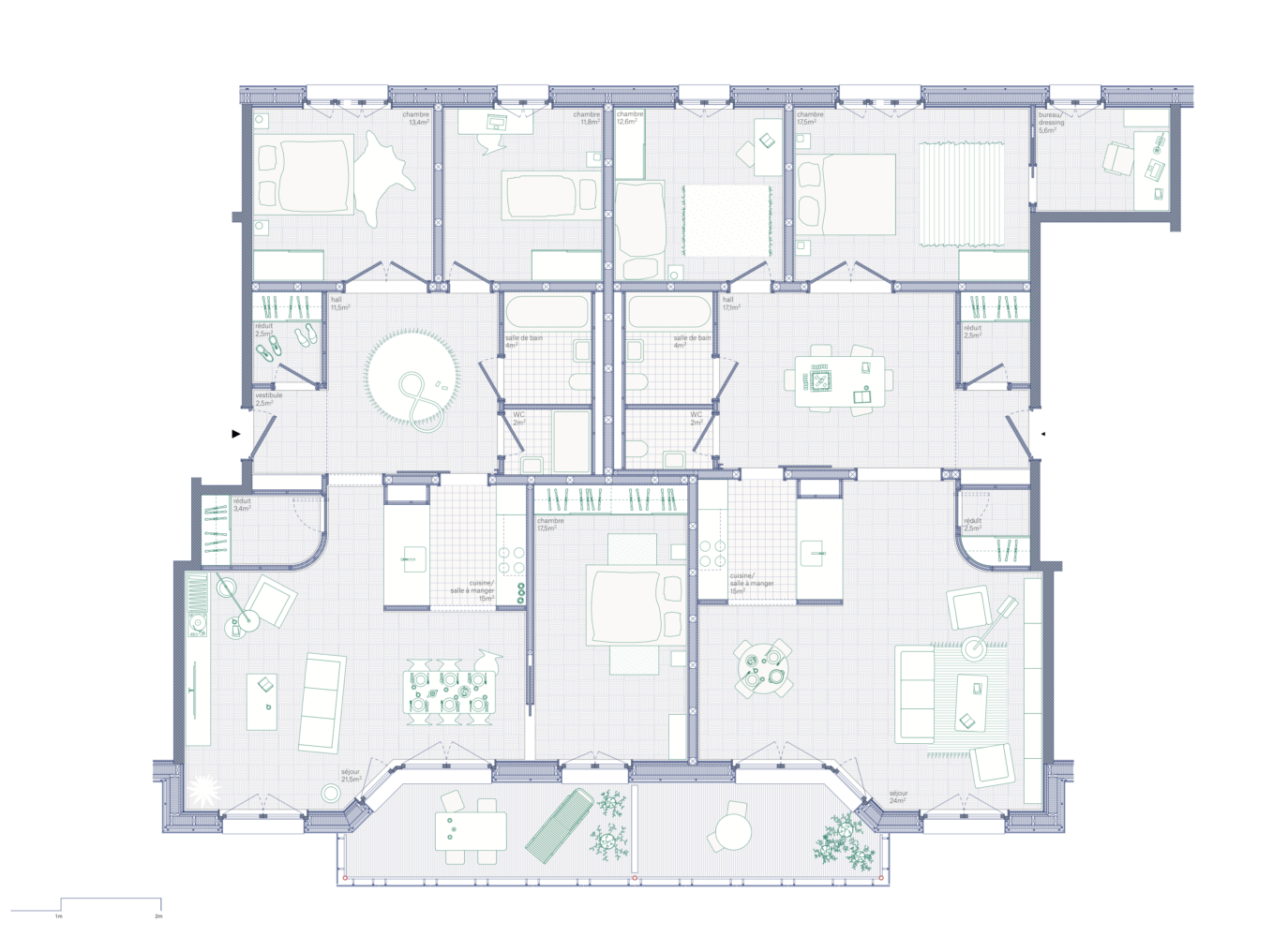 Plan typologie - Surélévation à Onex - concours 2ème prix