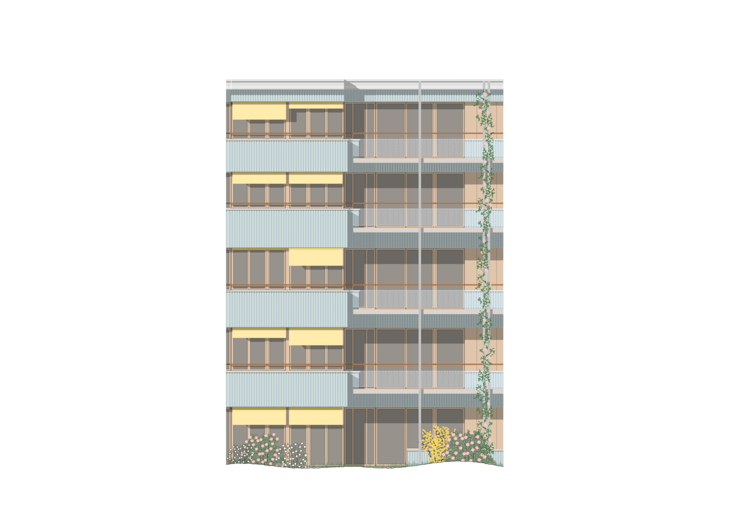 Façade détail - 2ème prix - Transformation et surélévation à Genève, Gourgas