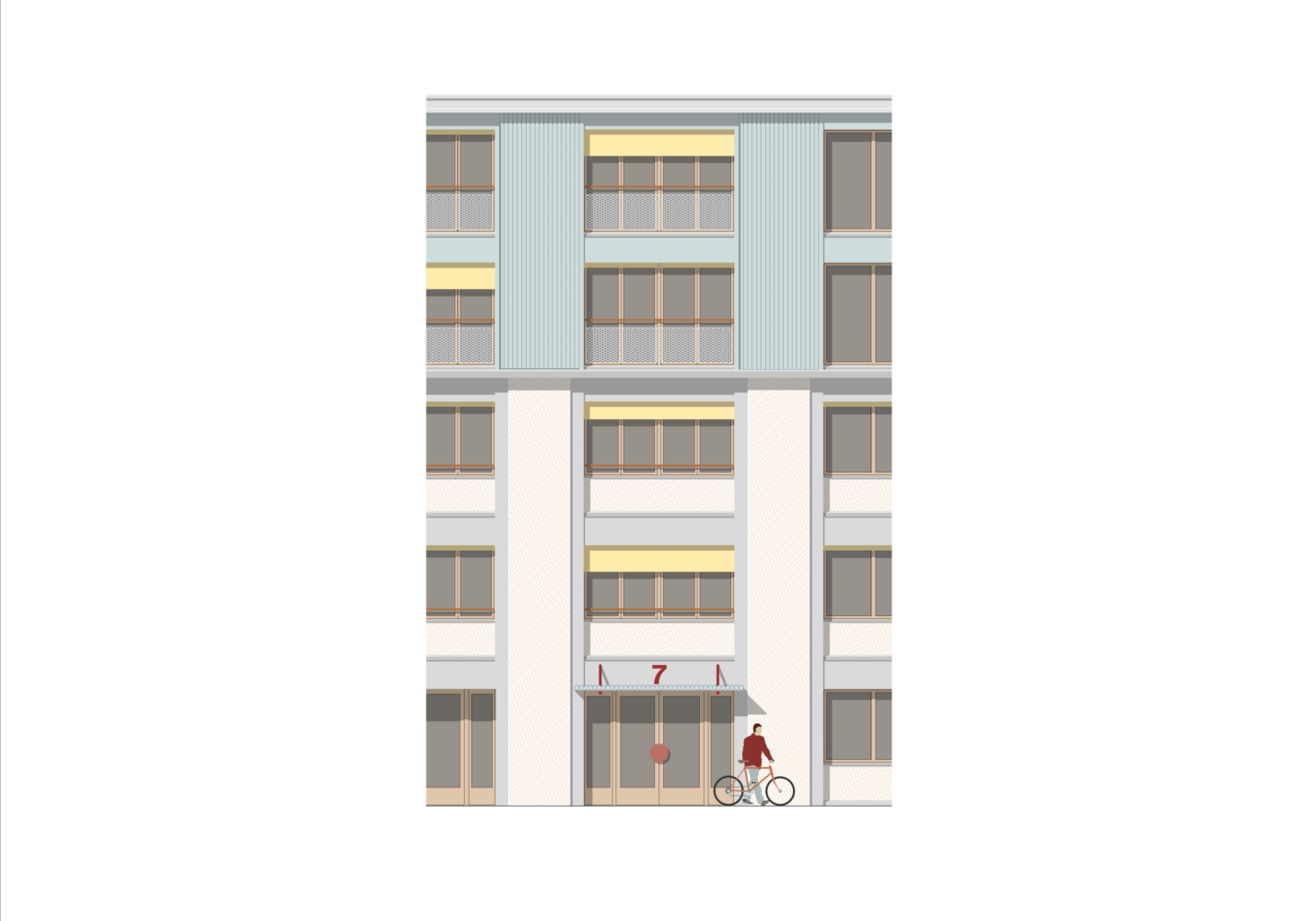Façade détail - 2ème prix - Transformation et surélévation à Genève, Gourgas
