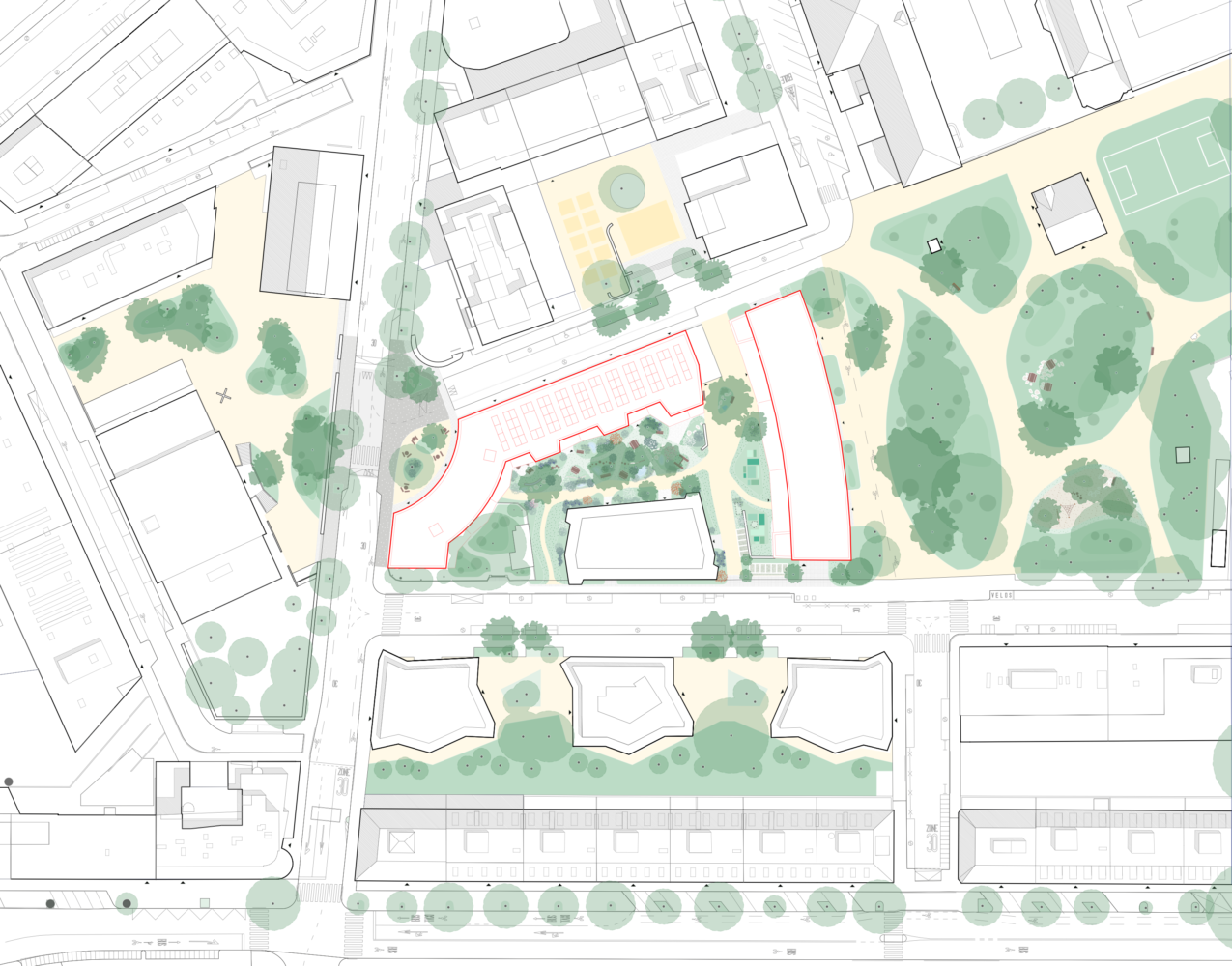 Plan d'ensemble - 2ème prix - Transformation et surélévation à Genève, Gourgas