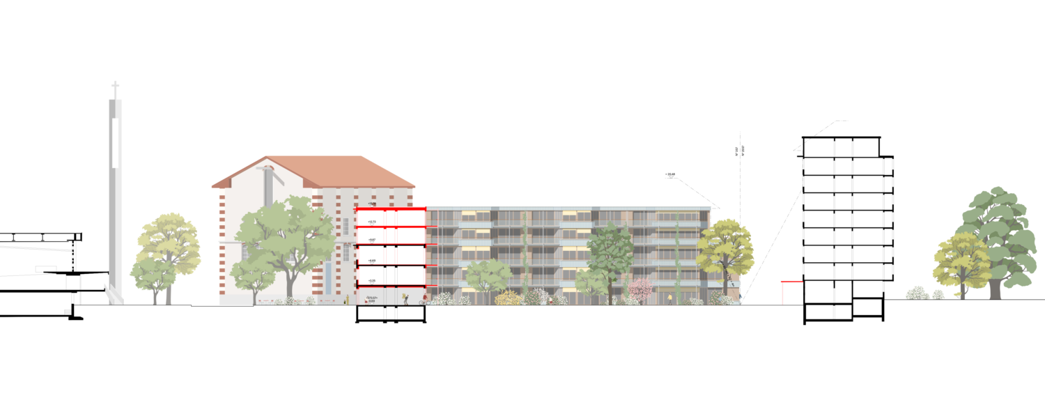 Plan surélévation - 2ème prix - Transformation et surélévation à Genève, Gourgas
