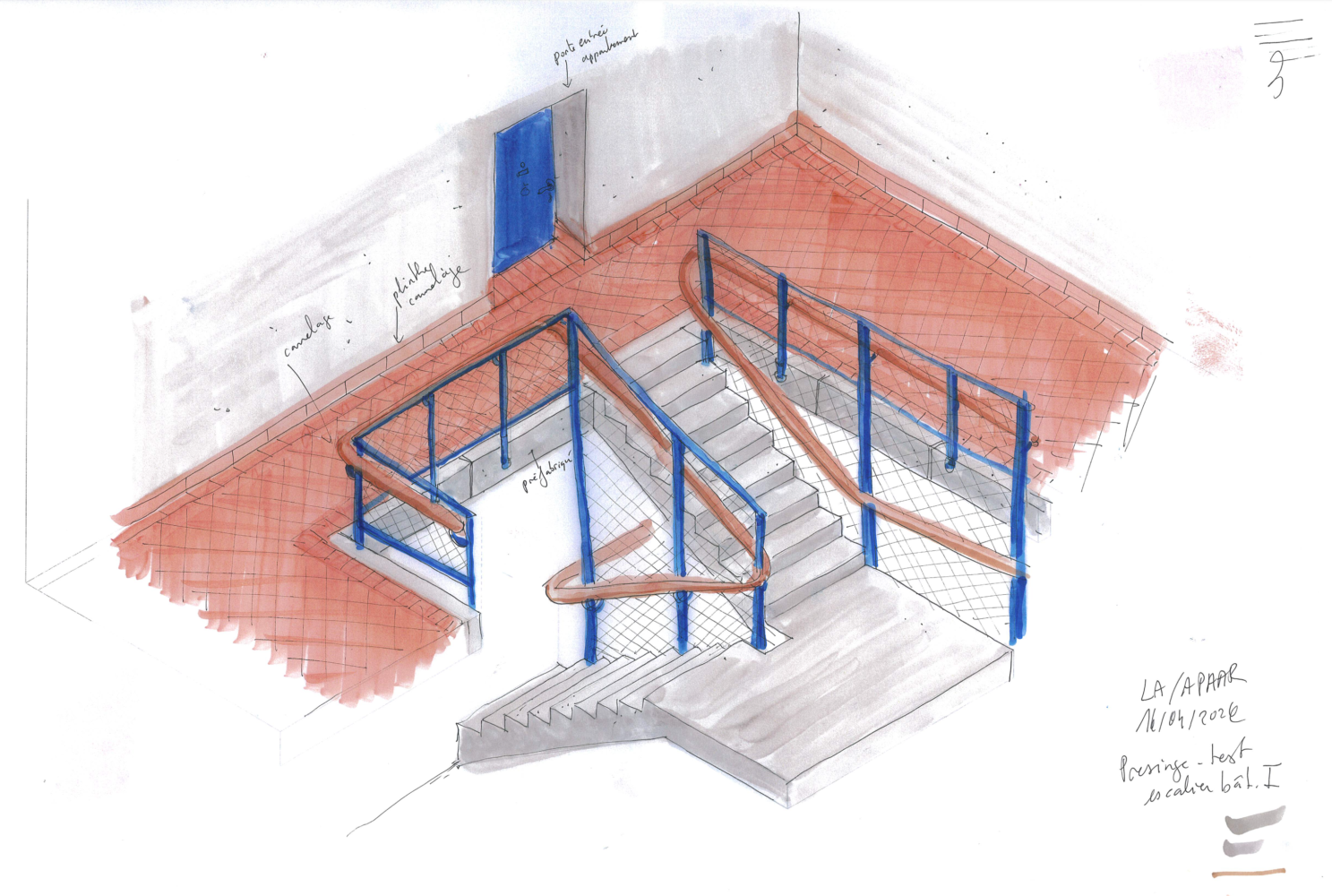 Presinge coopérative croquis cage escaliers apaar