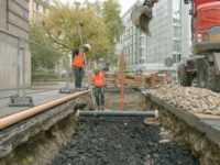 Chantier d'arborisation au Pâquis, genève technosol fosse de stockolm