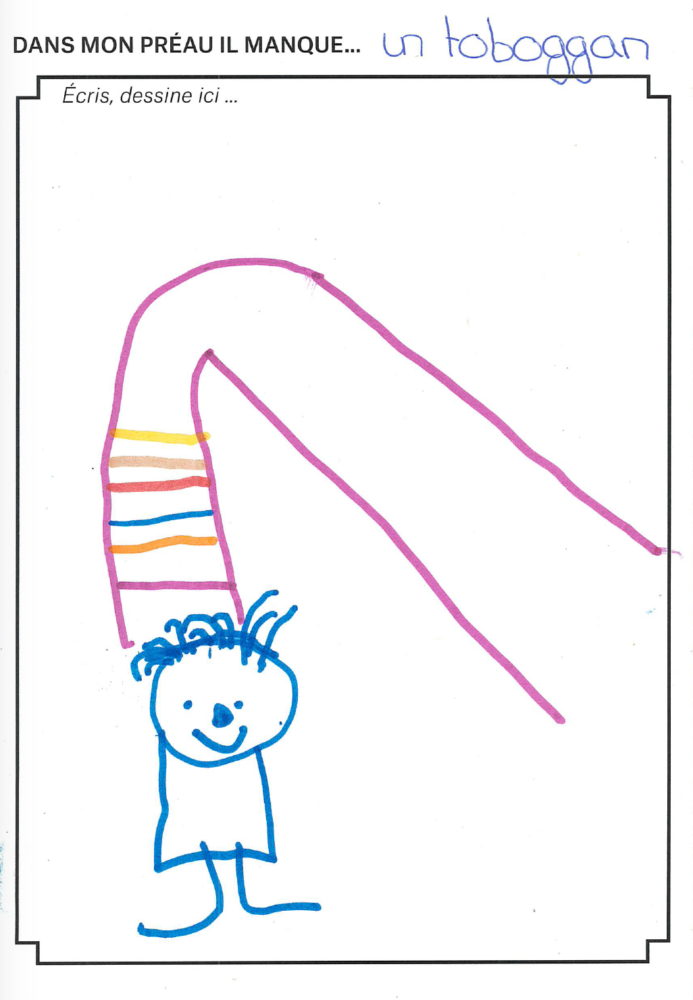 Végétalisation d'un préau à Chêne-Bougeries dessin d'enfants
