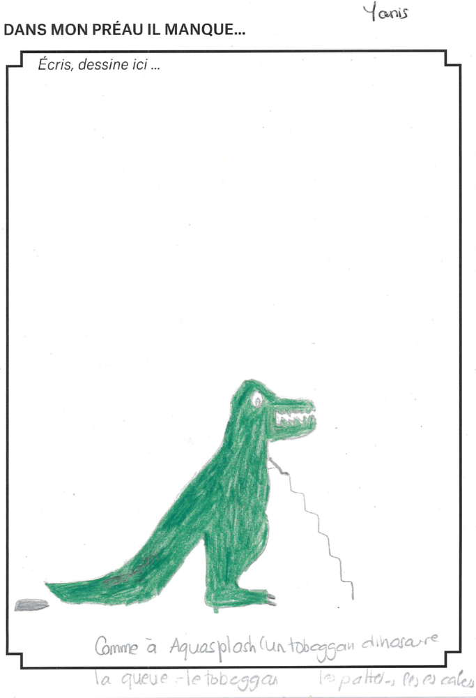 Végétalisation d'un préau à Chêne-Bougeries dessin d'enfants