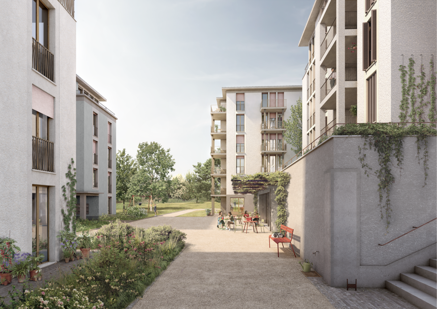 Vue extérieur quartier d'habitation beauregard neuchâtel