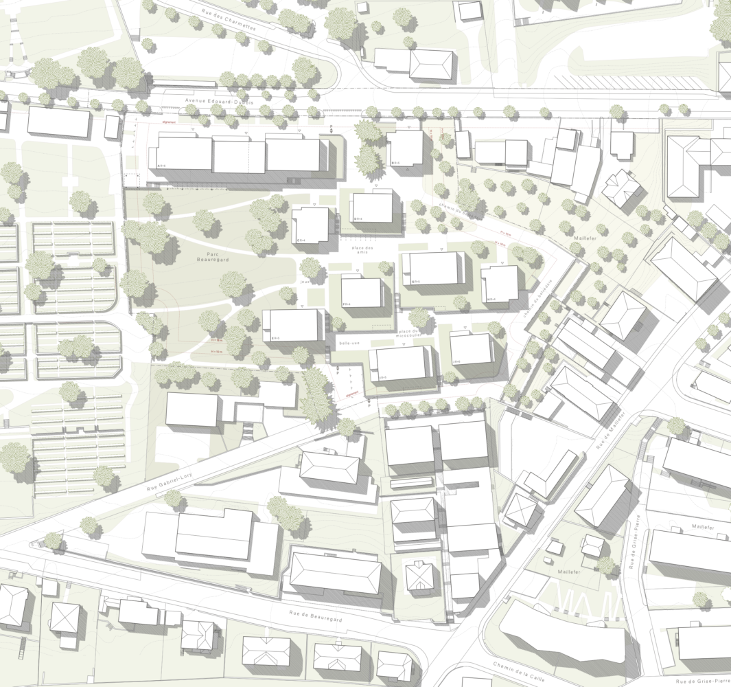 plan d'ensemble quartier d'habitation beauregard neuchâtel
