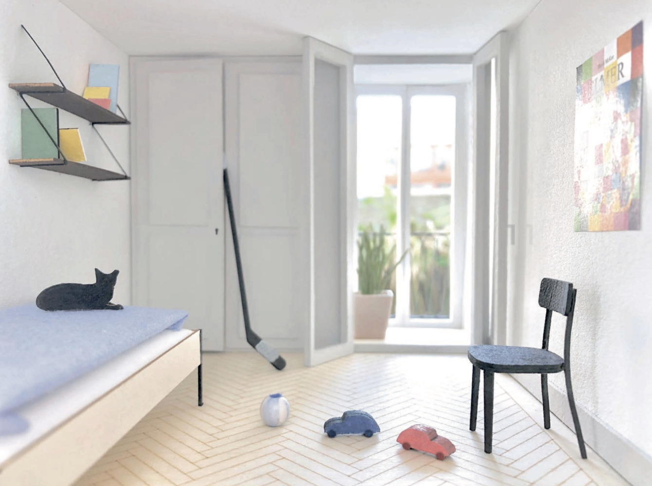 Maquette vue intérieur quartier d'habitation beauregard neuchâtel