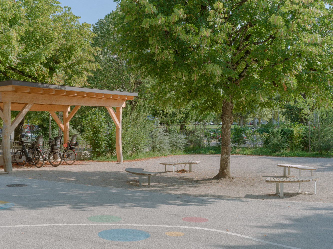 Végétalisation d'un préau à Chêne-Bougeries, abri velo