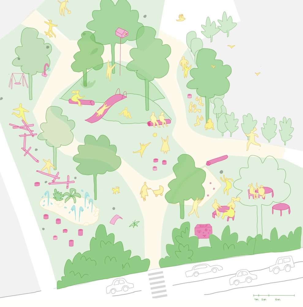 Désimperméabilisation et végétalisation de la place Rigaud, perspective